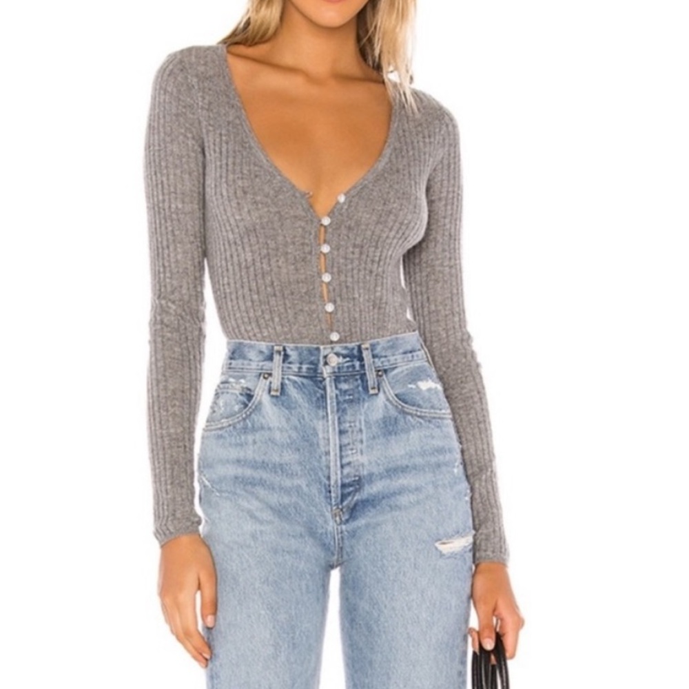 NEW NWT Lovers + Friends Baxter Pearl Gray Cardigan